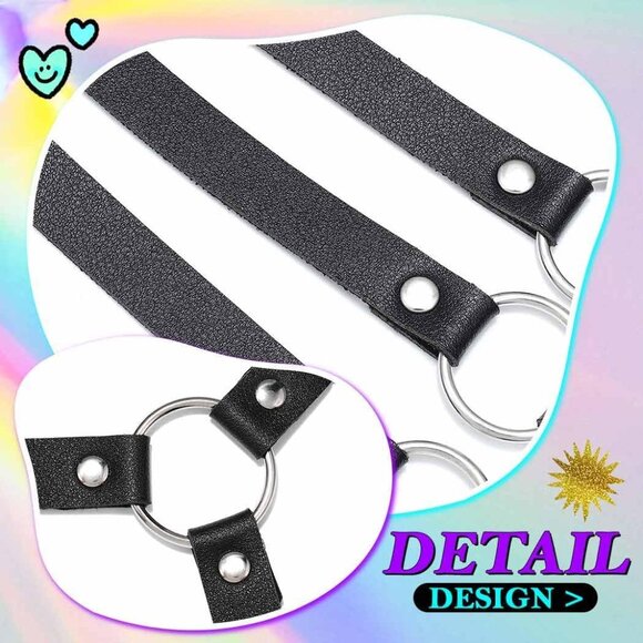 Leather Chest Harness Black Body Accessory Adjustable Rave Belt for Women - Picture 7 of 7